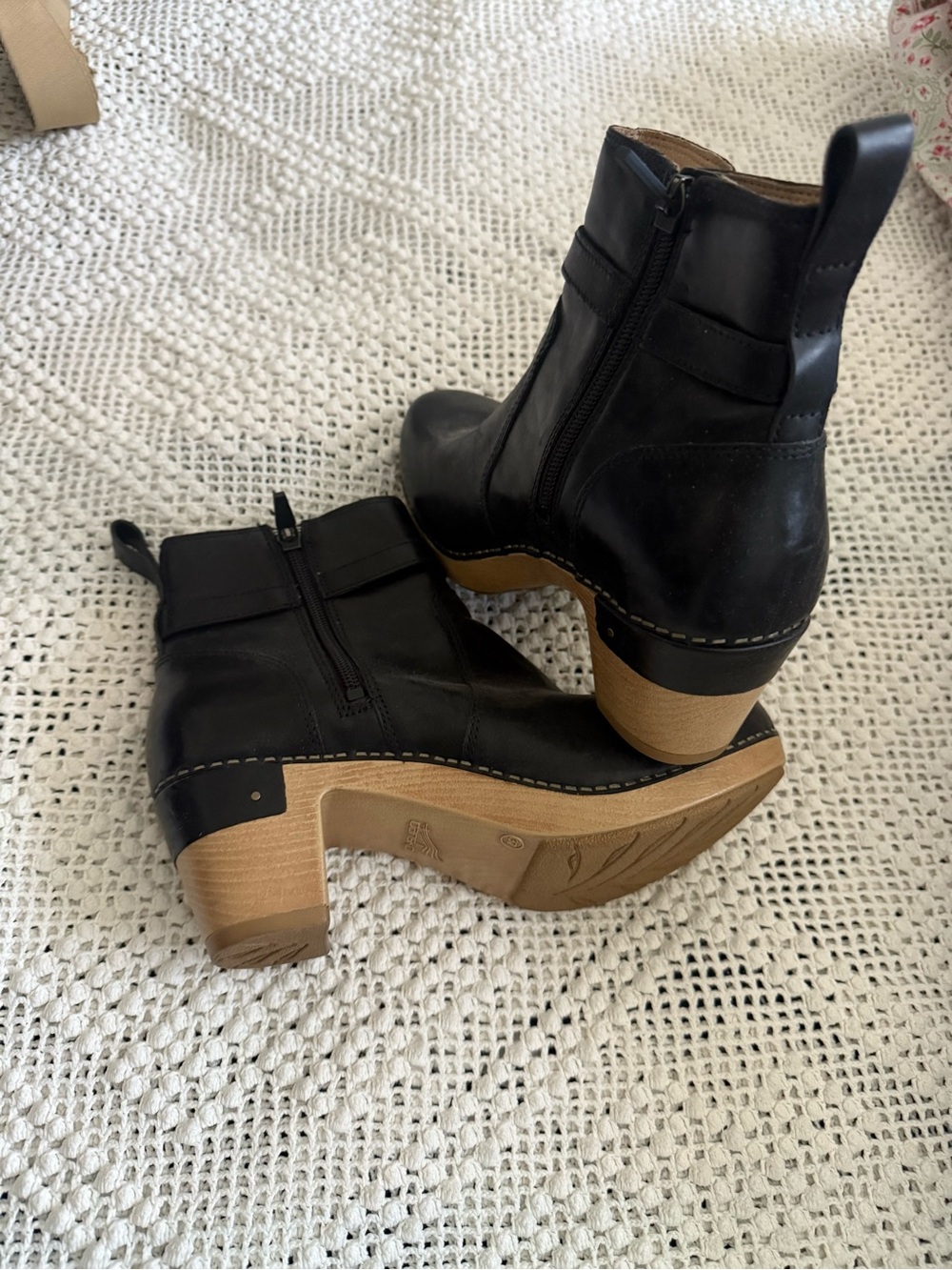 Dansko Black Leather Ankle Booties with Side Buckle - Picture 5 of 5